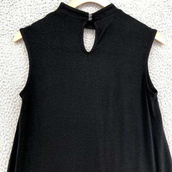 Vince Camuto Top Womens Extra Small Black Cutout Mock Neck Sleeveless Tunic Knit - Picture 4 of 9